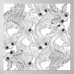 Pôster Doodle 2 dos peixes de China