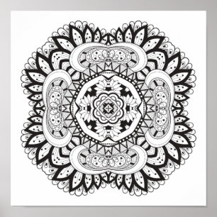 Pôster Doodle bonito 2 do quadrado de Deco