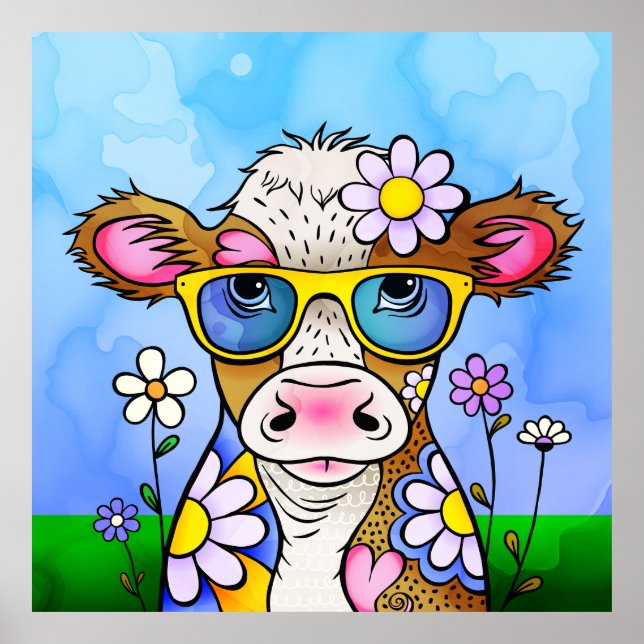Poster Doodle Cow Portrait (Frente)