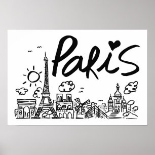 Poster Doodle da cidade de Paris
