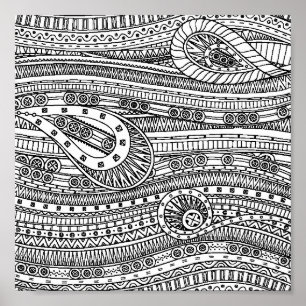 Pôster Doodle étnico 2 do teste padrão