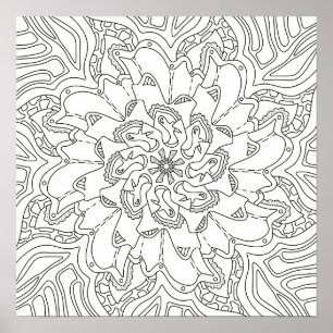 Poster Doodle Feliz: Página para Colorir para Adultos