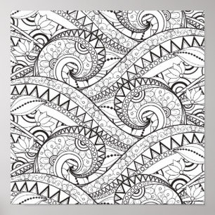 Poster Doodle floral detalhado 2 do teste padrão