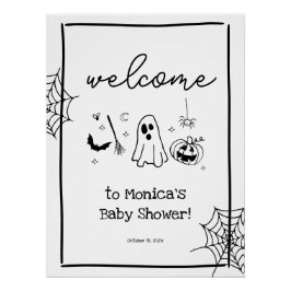 Pôster Doodle Halloween Baby Shower Welcome