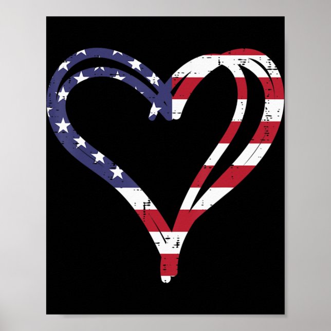 Poster Doodle Heart American Flag Memorial Day 4th Of (Frente)