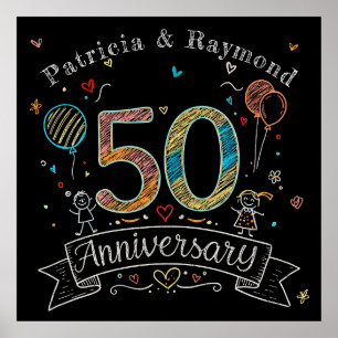 Poster Doodle no Quadro Negro 50º Aniversário Personaliza