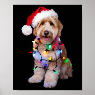 Poster Doodle ouro Em Santa Hat Enrolado No Natal