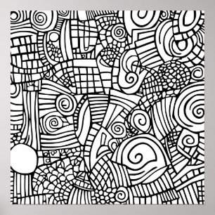 Poster Doodle preto e branco 800