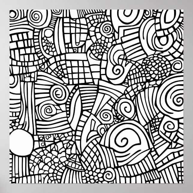 Poster Doodle preto e branco 800 (Frente)