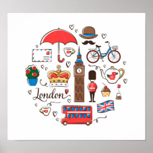 Poster Doodles de Londres