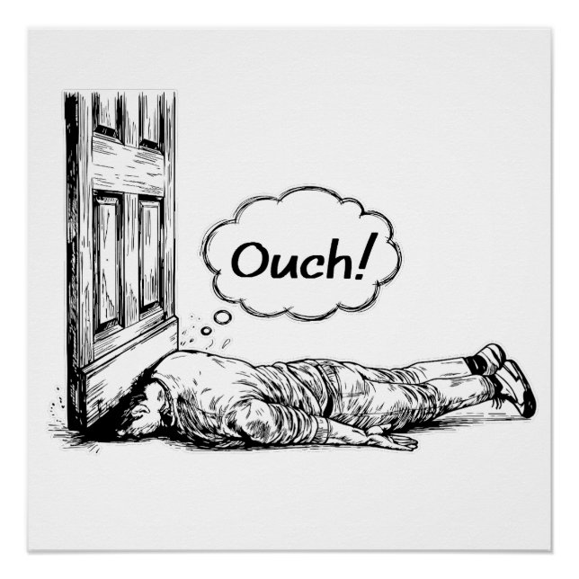 Pôster Door Slam Disaster “Ouch!” Comic Illustration (Frente)