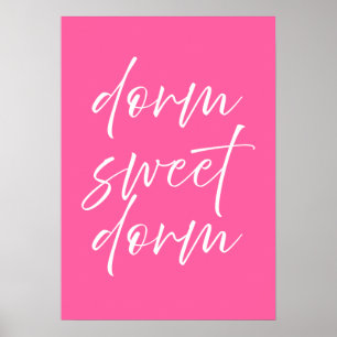 Poster Dorm Sweet Dorm Cartaz Rosa   Arte de Parede Prépp