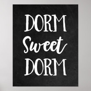 Poster Dorm Sweet Dorm, Placa Chalkboard Preta e Branca