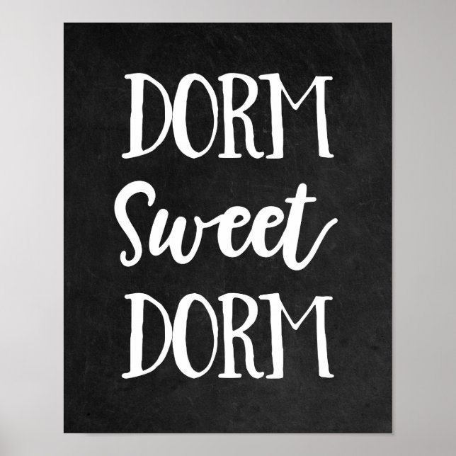 Poster Dorm Sweet Dorm, Placa Chalkboard Preta e Branca (Frente)