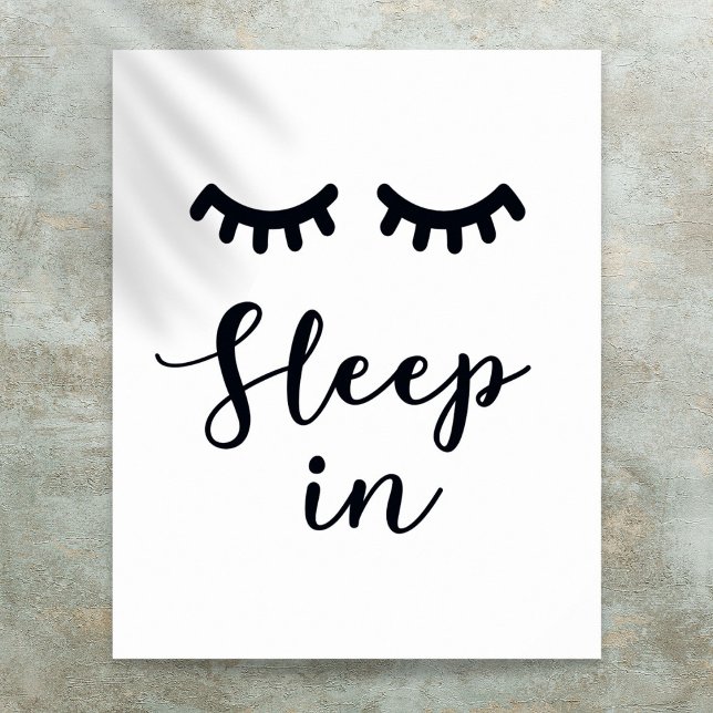 Poster Dormir no quarto das pestanas (Sleep in Eyelashes Black And White Bedroom Poster)