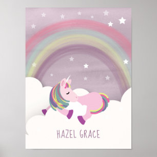 Poster Dormir no Unicorn Rainbow NurserArt