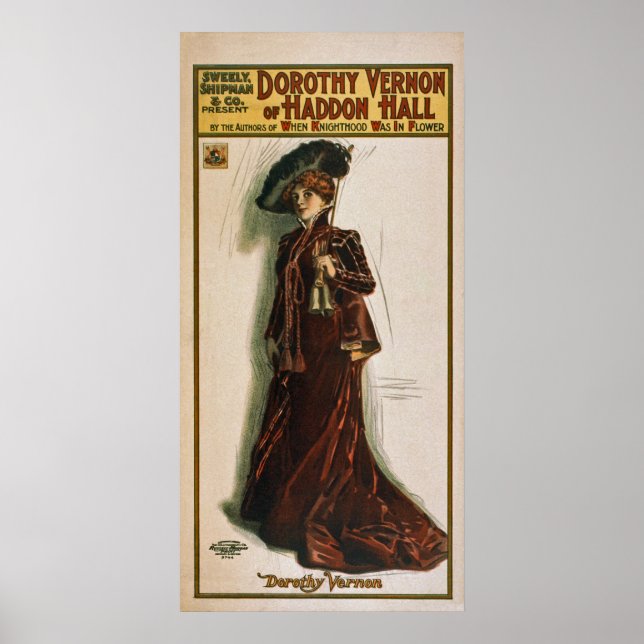 Poster Dorothy Vernon~Haddon Hall~Poster Teatral 1906 (Frente)