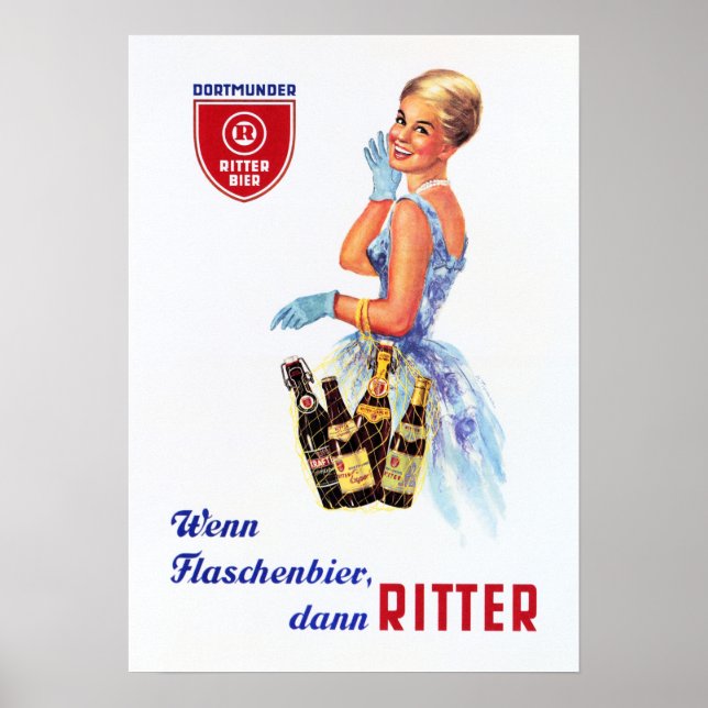 Poster Dortmunder alemão RITTER BIER Retro Beer Advert (Frente)