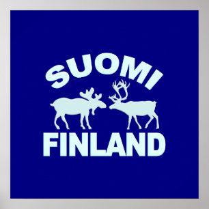 Poster dos alces & da rena de Finlandia