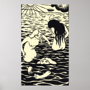 Poster dos baigneuses dos trois de Felix Vallotton