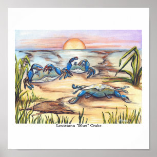 Poster dos caranguejos azuis de Louisiana