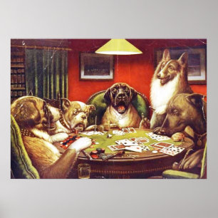 Poster dos cartões de jogo dos cães