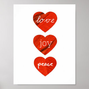 Poster dos corações da paz da alegria do amor