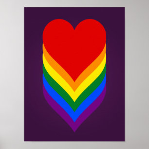 Poster dos corações do orgulho de LGBT