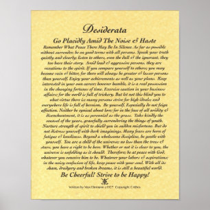 Poster dos DESIDERATA pelo pergaminho máximo do