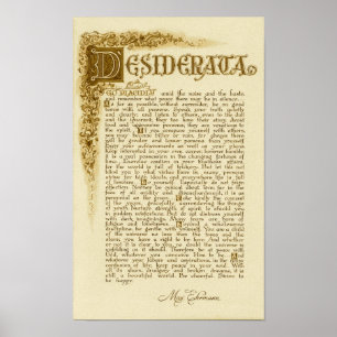 Poster dos DESIDERATA por Ehrmann=Antique máximo