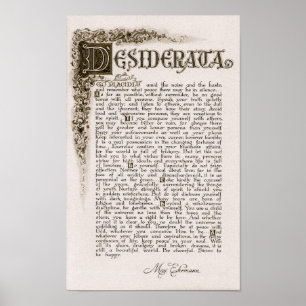 Poster dos DESIDERATA por Ehrmann=Charcoal máximo