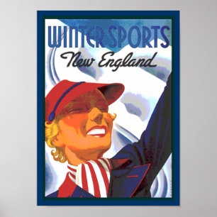 poster dos esportes de inverno do vintage