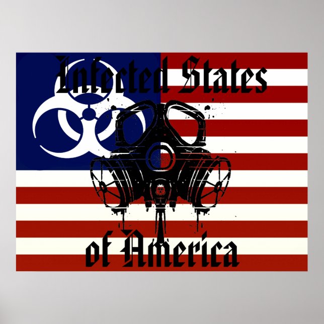 Poster dos Estados Infectados da América por Zombi (Frente)