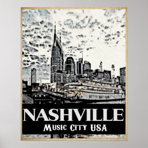 Poster dos EUA da cidade da música de Nashville