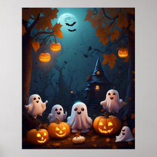 Poster dos Fantasmas Cute do Halloween