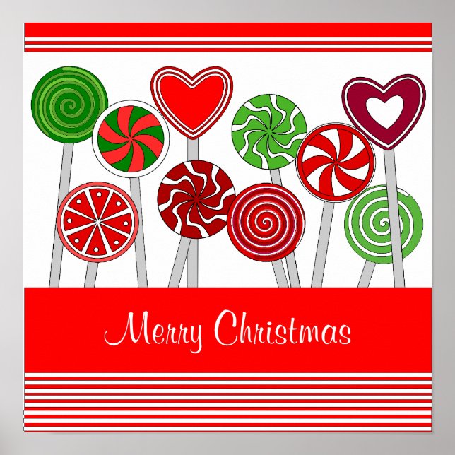 Poster dos Lollipops de Natal bonitos (Frente)