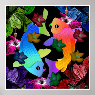 Poster dos peixes de Koi