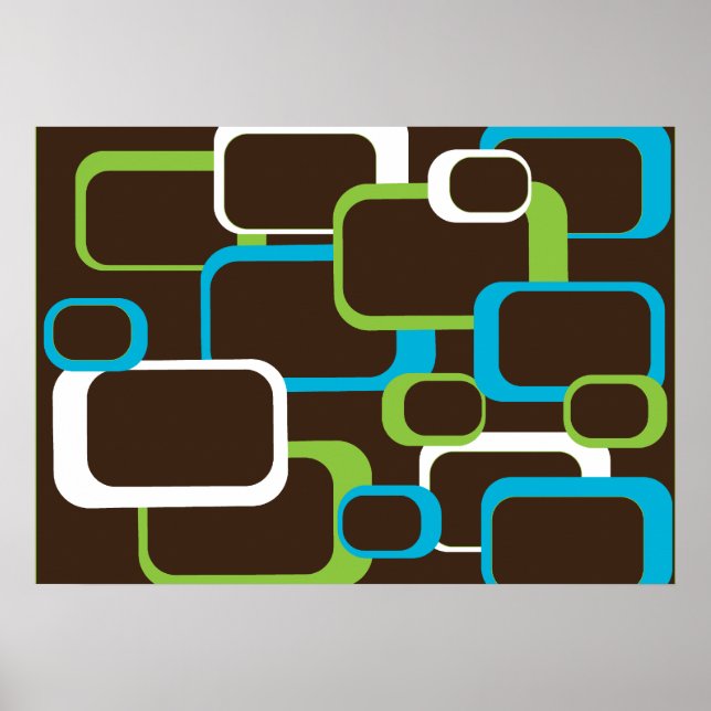 Poster dos Quadrados Retro Castanhos (Frente)