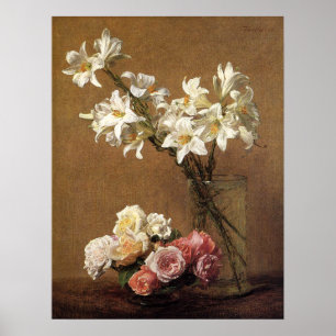 Poster dos rosas e dos lírios de Henri