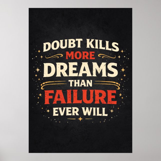 Poster Doubt vs Failure vs Dreams - Success Motivational (Frente)
