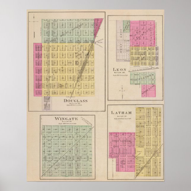 Pôster Douglas, Leon, Wingate e Latham, Kansas (Frente)