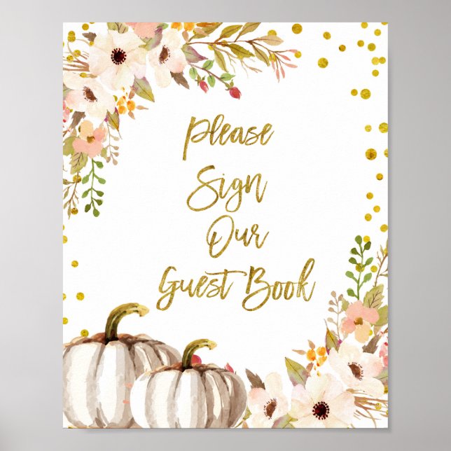 Poster Dourada abóbora, por favor assine nosso livro de c (Frente)