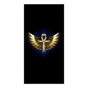 Pôster Dourada Ankh com Asas