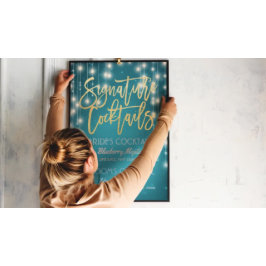 Poster Dourada Assinatura Menu Cocktail Drink Decor de Ca