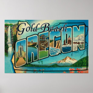 Poster Dourada Beach, Oregon - Cenas com Letras Grandes