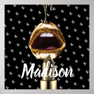 Poster Dourada Bela Menina Menina Personalizada