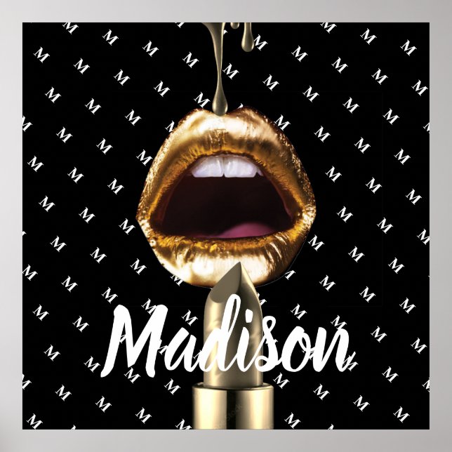 Poster Dourada Bela Menina Menina Personalizada (Frente)