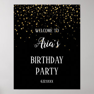 Poster Dourada Confetti em Boas-vindas à Festa de aniver