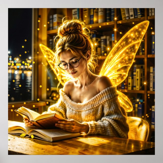 Poster Dourada e iluminada arte de ouro de fadas adolesce (Frente)