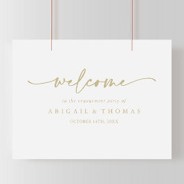 Poster Dourada Festa de noivado Elegante moderna bem-vind
